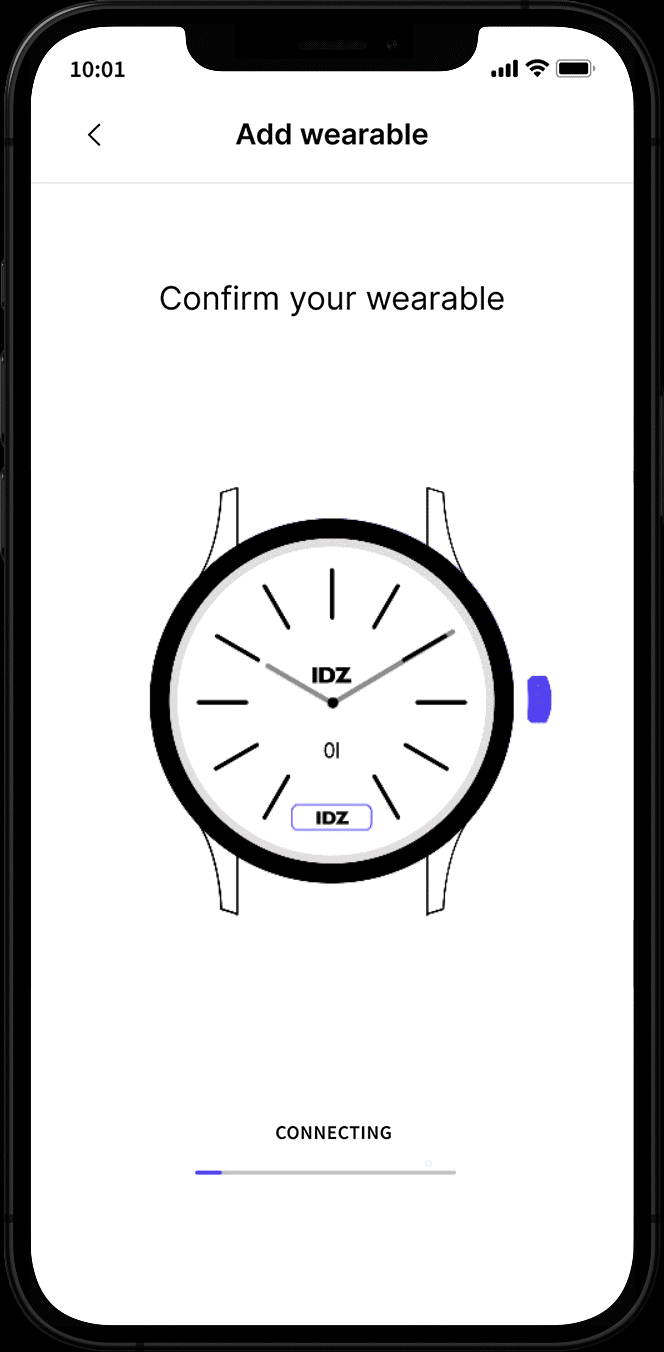 When you see the IDZ logo, double-press the watch crown.